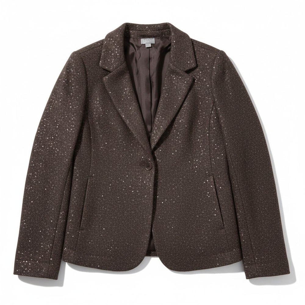 J.‎ Jill Chcolate Brown w/ copper Sequin Embellished Knit blazer